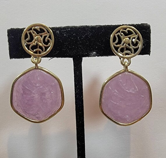 purple glass earrings clip on style stained glass round