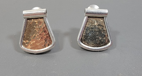 Gold earrings 14 karat yellow clip on Sterling silver vintage