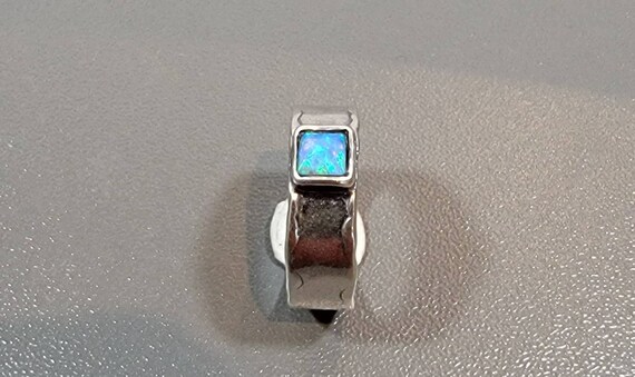 synthetic opal ring sterling silver minimalist stacking style
