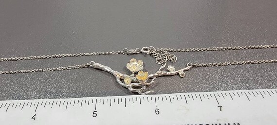 Cherry blossom necklace Sakura springtime sterling silver gold gilt