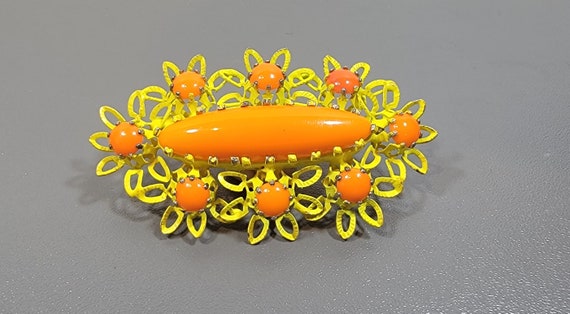 orange and yellow brooch Austrian flower - image 6