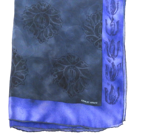 silk scarf chiffon large blue and purple Armani vintage nineties