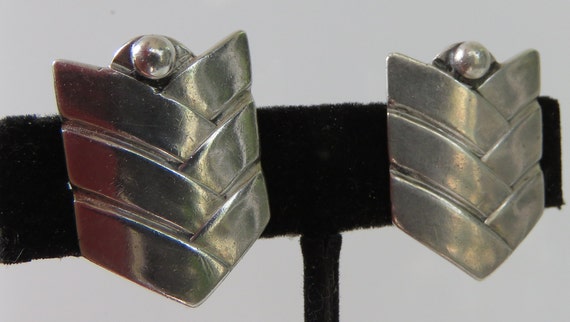 Los Castillos earrings sterling silver Mexico Modernist Chevron minimal design