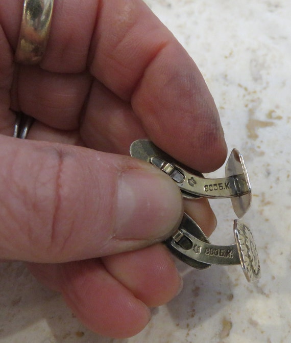 cufflinks floral silver Edwardian Pivot link - image 9