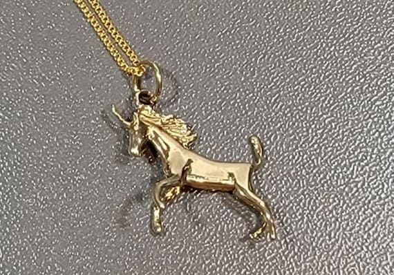 unicorn necklace sterling silver pendant mythological animal gold plated
