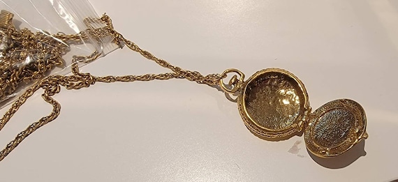 locket pendant gold tone three chains goldette vi… - image 7