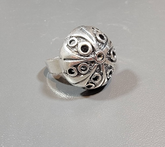 brutalist ring abstract adjustable pewter swedish design