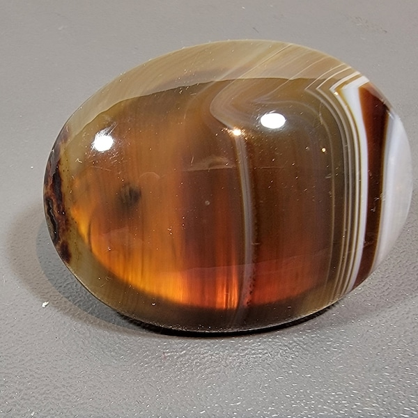 banded Agate brooch Scottish Pebble Jewlery Oval striped stone