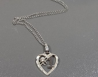 heart pendant necklace sterling silver clear stone number one