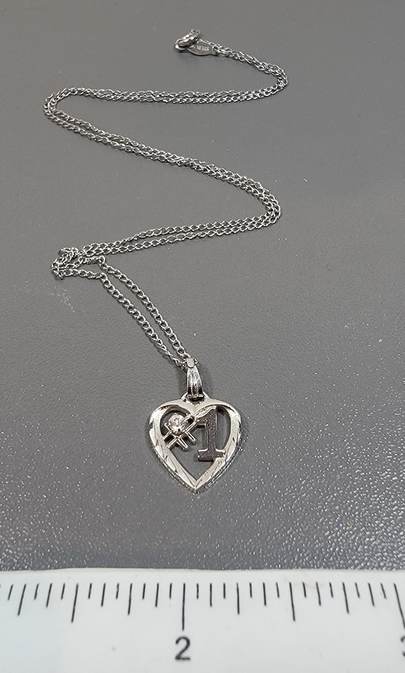 heart pendant necklace sterling silver clear stone number one