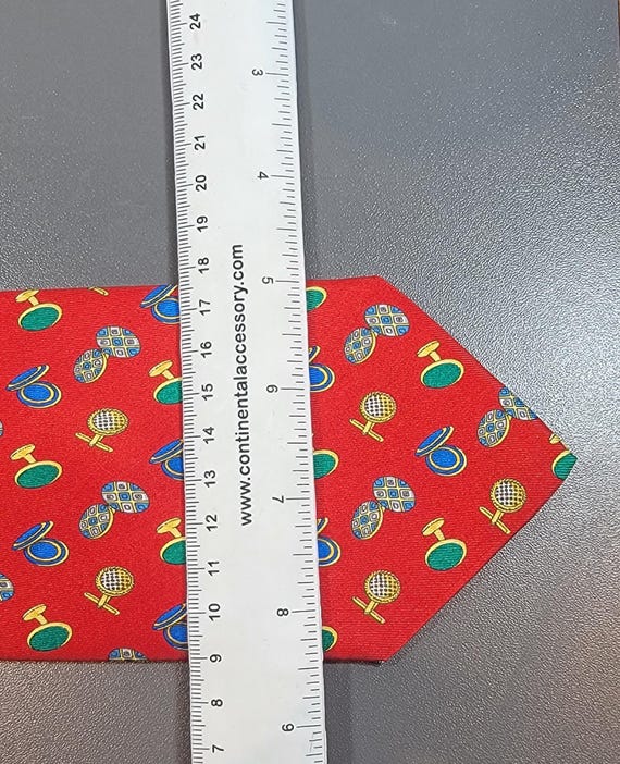 Red silk tie cufflink pattern small pattern - image 2