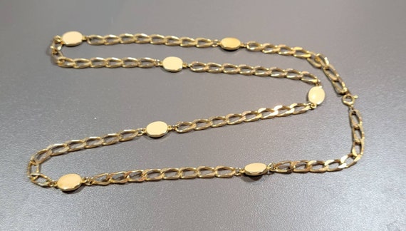 station necklace golden curb chain oval enamel st… - image 2