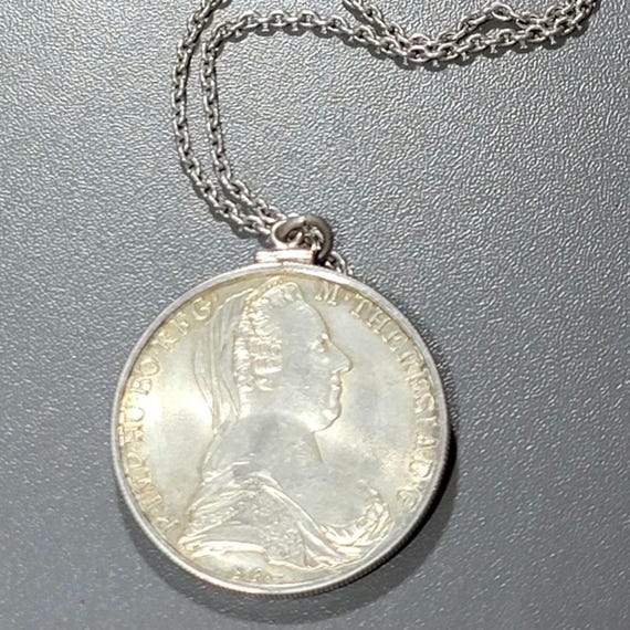 Thaler silver coin pendant maria Theresa austria