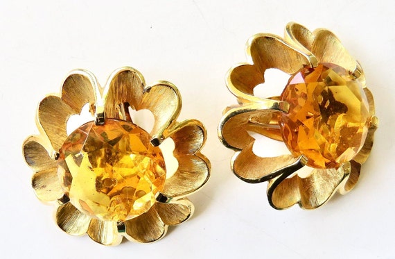 Flower earrings Judy Lee Solitaire stones Topaz c… - image 3