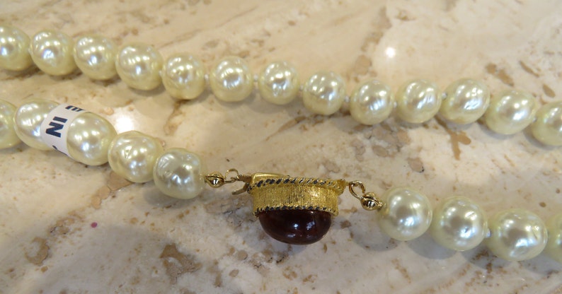 Pearl necklace art glass clasp nos Japanese baroque glass pearls
