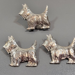 dog brooch scottie terrier sterling silver trio of little dogs