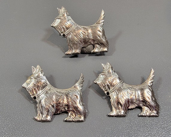 dog brooch scottie terrier sterling silver trio of little dogs