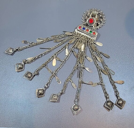 kuchi pendant large long chains rhinestone accents