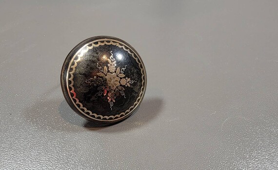 Antique brooch inlay brooch Victorian pique metal floral design gold silver rose gold