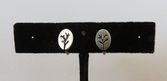 Tree of life earrings small oval sterling studs screw on