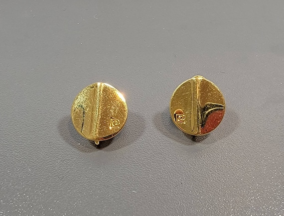 pierre cardin earrings gold tone clip ons round shiny discs
