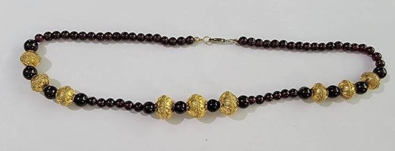 Garnet necklace real garnet stone beads with gold… - image 1