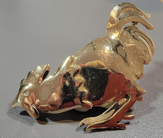 rooster brooch large gold tone napier chicken pin