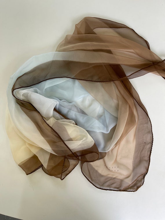 Large Silk Scarf Joseph Abboud Ombre Square Scarf… - image 7