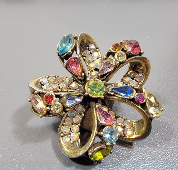 hollycraft brooch pastel stones aurora borealis