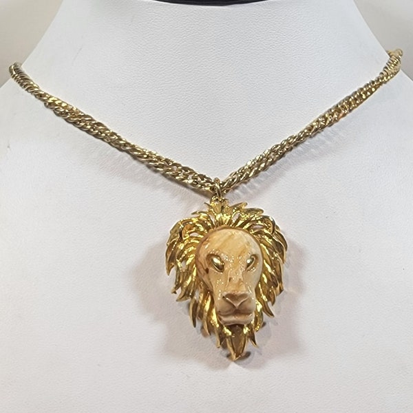 lion head necklace zodiac pendant made by l. razza