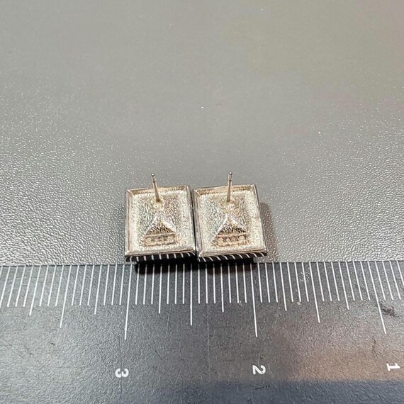 Swarovski earrings pierced rectangular silver ton… - image 3