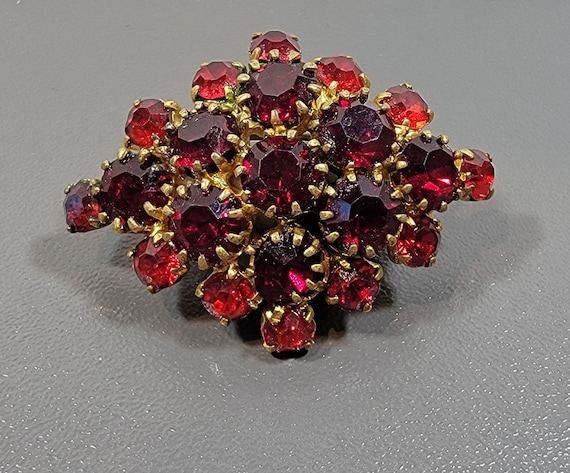 rhinestone brooch austria red rhinestones diamond shaped