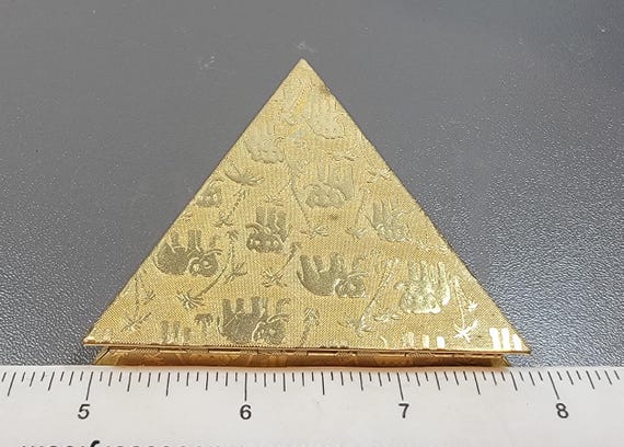 faberge compact triangular gold tone elephants - image 5