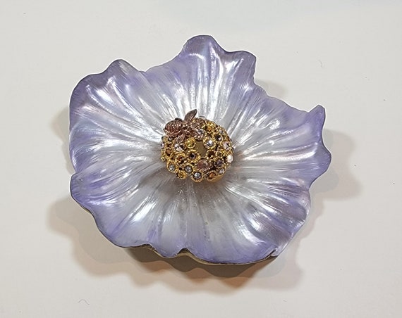 alexis bittar flower brooch large crystals vintag… - image 9