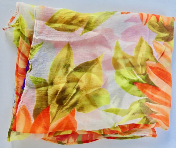 silk scarf large floral scarf Square Orange purple - image 5