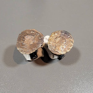 cufflinks roman coin design vintage copper tone base metal
