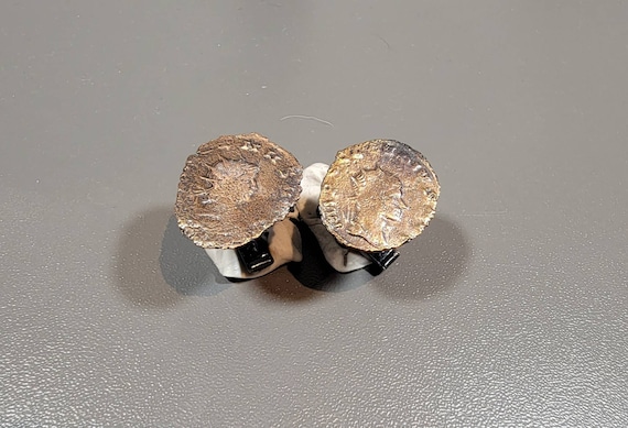 cufflinks roman coin design vintage copper tone base metal