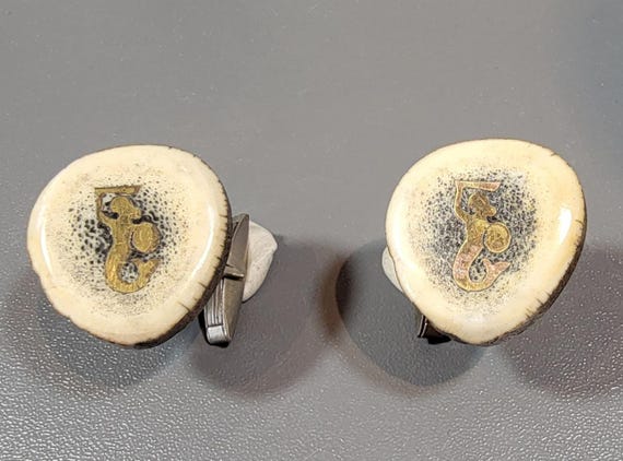 warsaw mermaid cufflinks antler vintage Poland souvenir