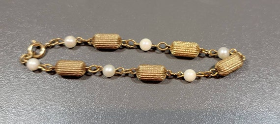 pearl link bracelet chain gold filled big beads chain metal Dainty