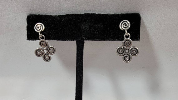 spirals earrings sterling silver dangles pierced - image 1