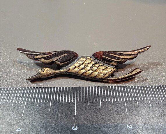 crane brooch plastic french art deco bird pin marcasite eye