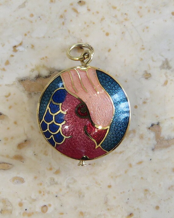 Cloisonne bead necklace Parrot cockatoo bead Very… - image 7
