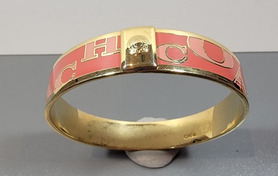 coach bangle pink enamel cloissone bracelet - image 7
