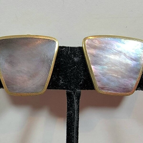 celia sebiri earrings mother of pearl inlay brass clip on