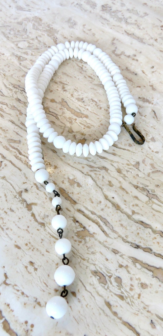 Milk Glass choker glass beads classic summer acce… - image 4