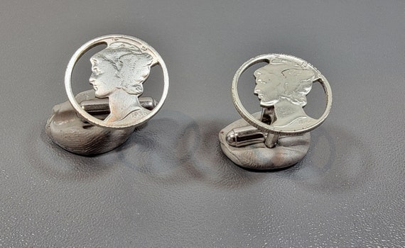 mercury dime cufflinks vintage silver cufflinks - image 4