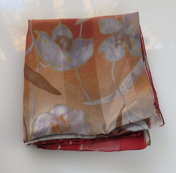 Floral Silk Sheer Scarf Modern Florals in Earth T… - image 3
