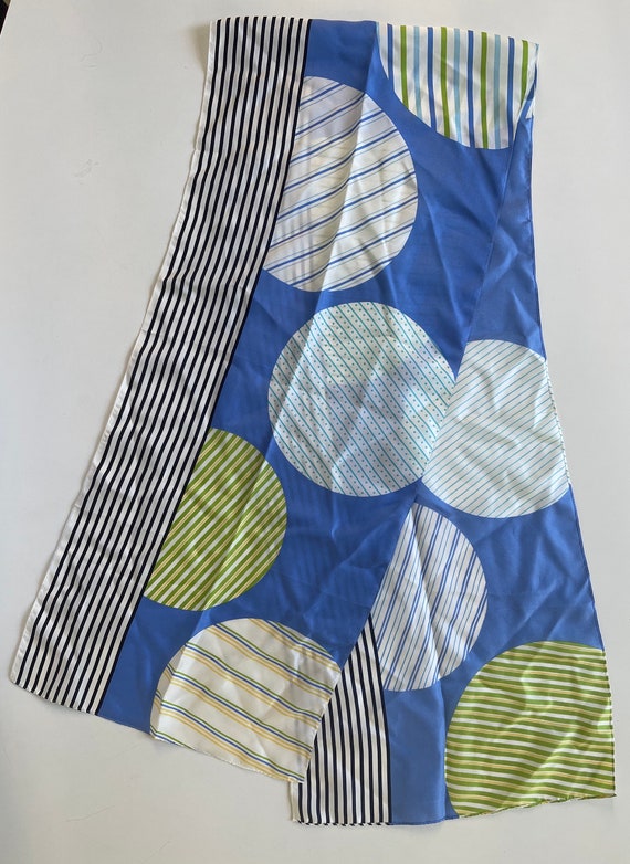 Silk Scarf Polka dots Stripes in Fresh modern Col… - image 3
