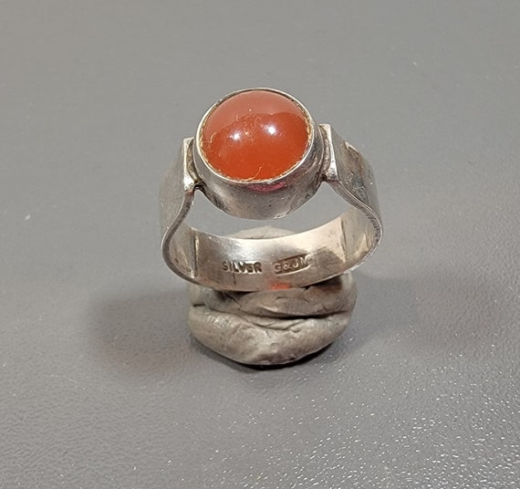 carnelian ring sterling silver simple style cabochon usa size 9.5