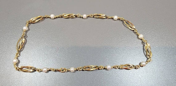 Gold filled necklace caged cultured pearls choker… - image 10